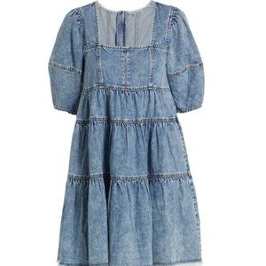 EN SAISON Cotton Denim Babydoll Minidress